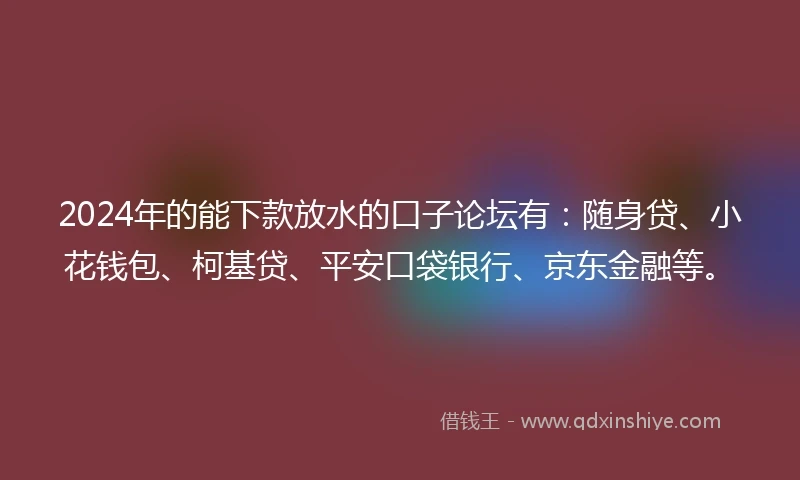 2024年的能下款放水的口子论坛有：随身贷、小花钱包、柯基贷、平安口袋银行、京东金融等。