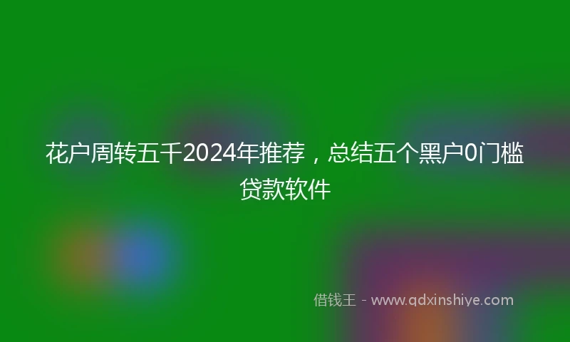 花户周转五千2024年推荐，总结五个黑户0门槛贷款软件