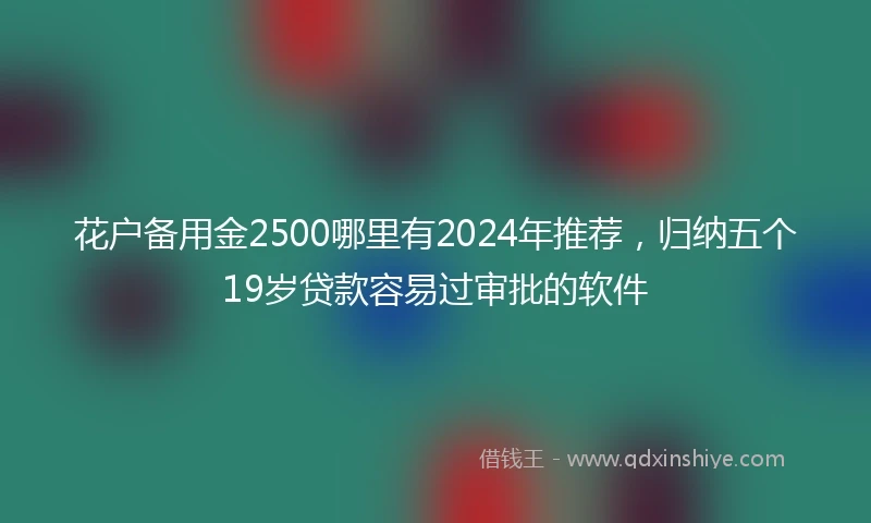 花户备用金2500哪里有2024年推荐，归纳五个19岁贷款容易过审批的软件