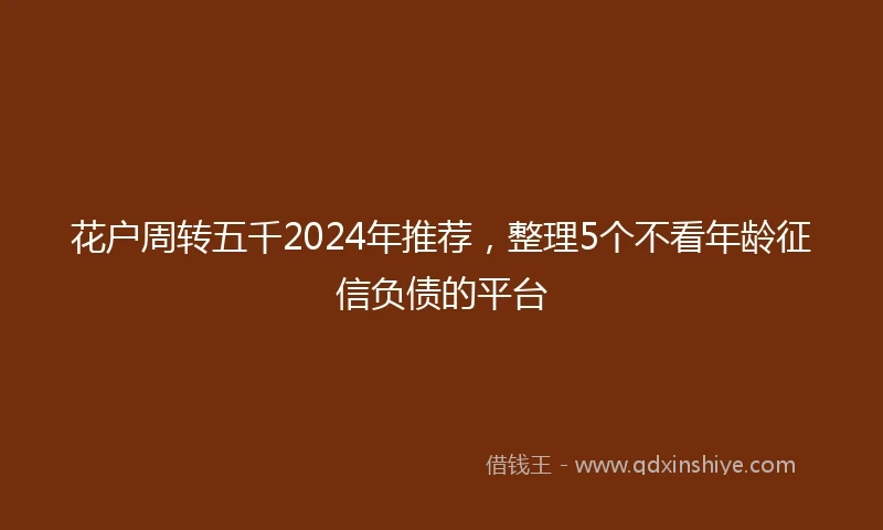 花户周转五千2024年推荐，整理5个不看年龄征信负债的平台