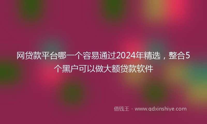 网贷款平台哪一个容易通过2024年精选，整合5个黑户可以做大额贷款软件