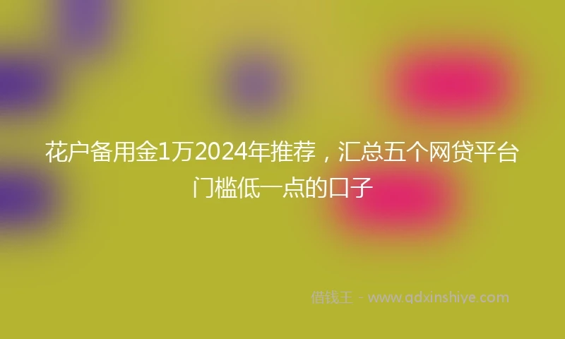 花户备用金1万2024年推荐，汇总五个网贷平台门槛低一点的口子