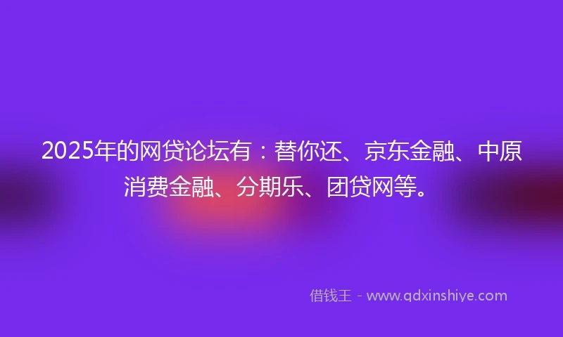 2025年的网贷论坛有：替你还、京东金融、中原消费金融、分期乐、团贷网等。