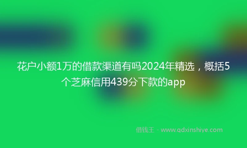 花户小额1万的借款渠道有吗2024年精选,概括5个芝麻信用439分下款的app