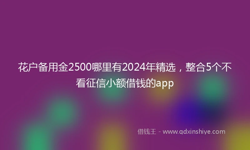 花户备用金2500哪里有2024年精选，整合5个不看征信小额借钱的app