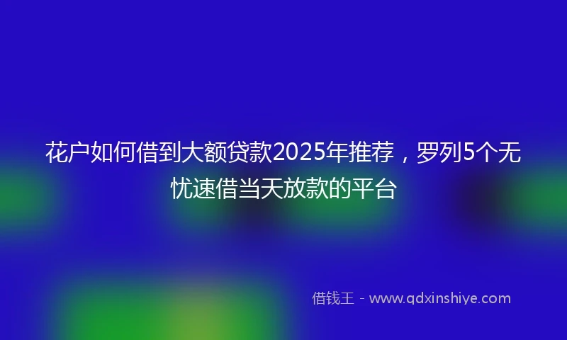 花户如何借到大额贷款2025年推荐，罗列5个无忧速借当天放款的平台