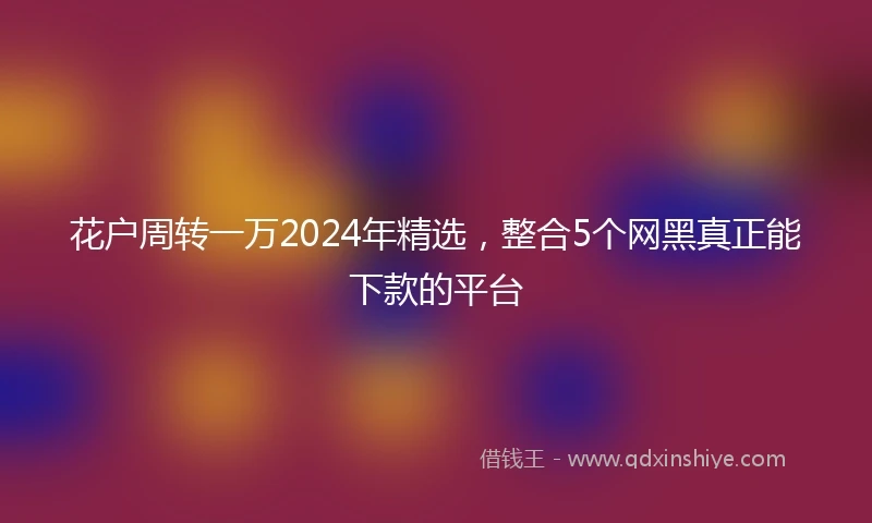 花户周转一万2024年精选，整合5个网黑真正能下款的平台