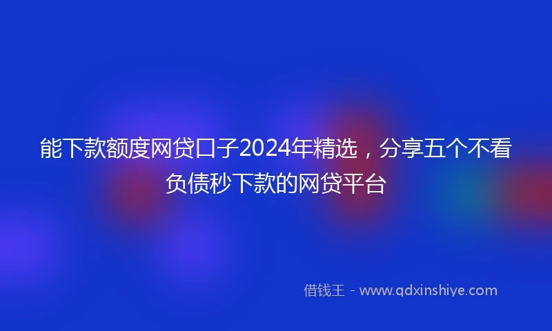 能下款额度网贷口子2024年精选，分享五个不看负债秒下款的网贷平台