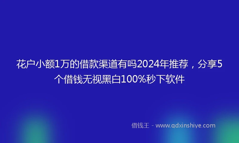 花户小额1万的借款渠道有吗2024年推荐，分享5个借钱无视黑白100%秒下软件