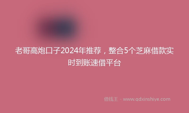 老哥高炮口子2024年推荐，整合5个芝麻借款实时到账速借平台