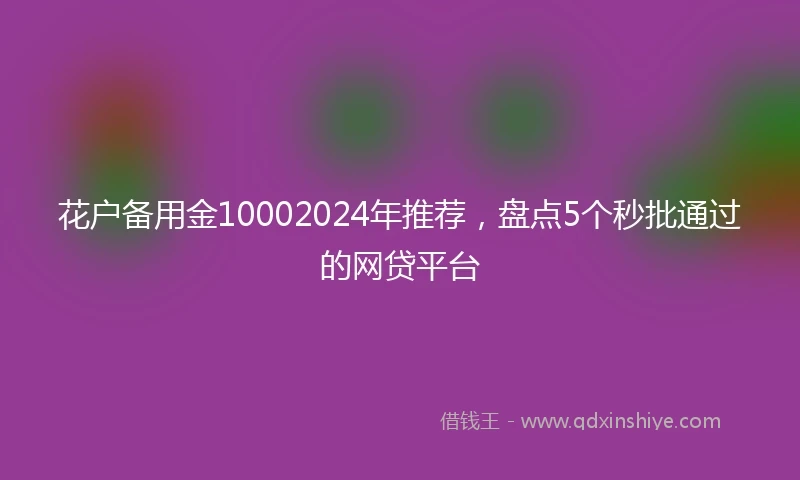 花户备用金10002024年推荐,盘点5个秒批通过的网贷平台
