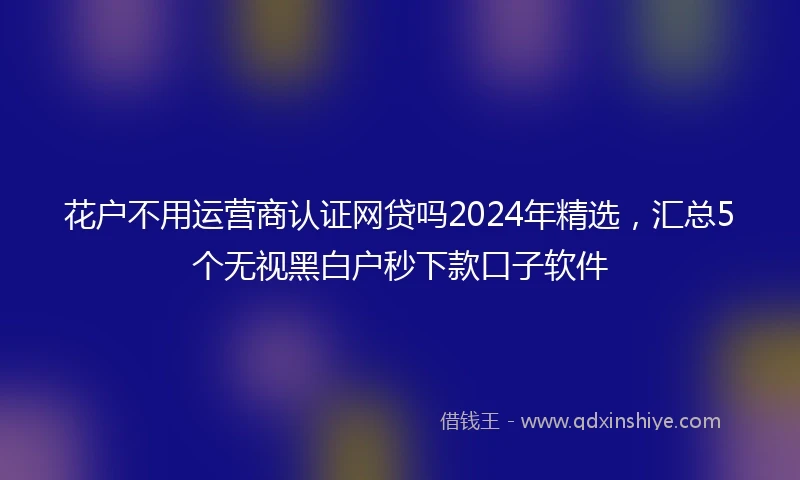 花户不用运营商认证网贷吗2024年精选，汇总5个无视黑白户秒下款口子软件