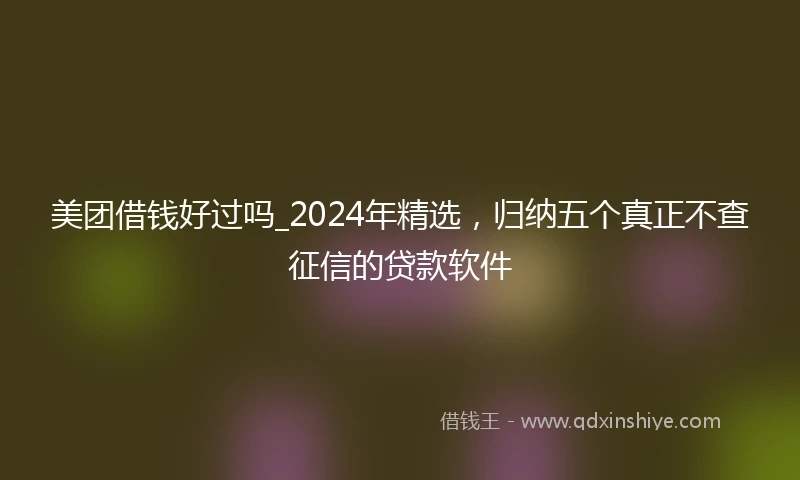 美团借钱好过吗_2024年精选，归纳五个真正不查征信的贷款软件