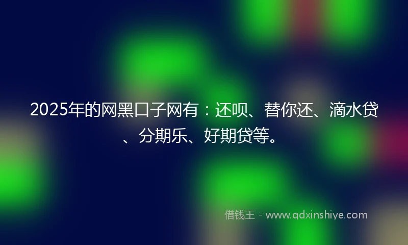 2025年的网黑口子网有：还呗、替你还、滴水贷、分期乐、好期贷等。