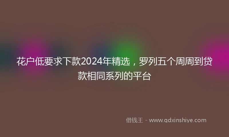 花户低要求下款2024年精选，罗列五个周周到贷款相同系列的平台