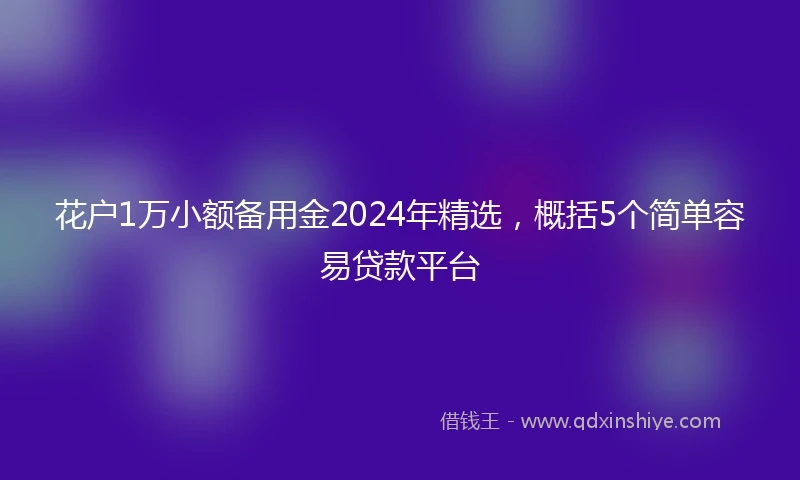花户1万小额备用金2024年精选，概括5个简单容易贷款平台