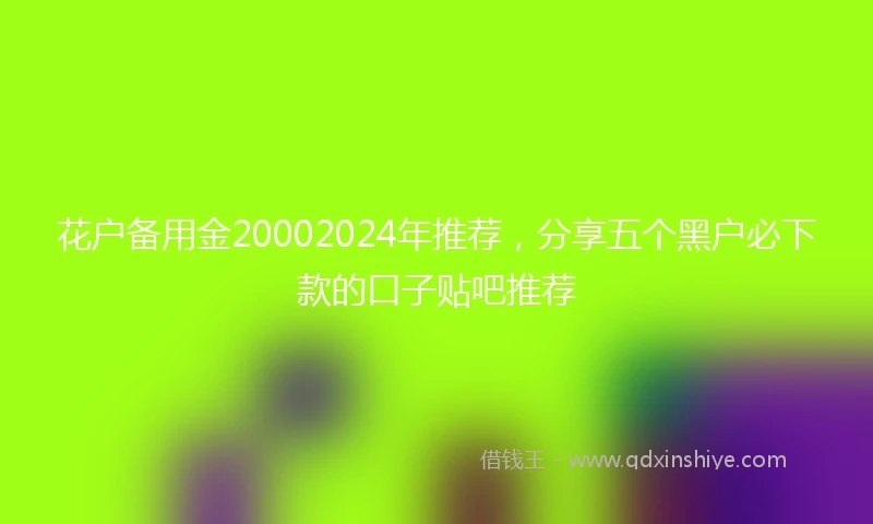 花户备用金20002024年推荐，分享五个黑户必下款的口子贴吧推荐