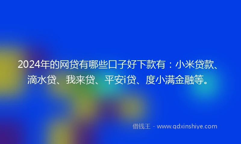 2024年的网贷有哪些口子好下款有：小米贷款、滴水贷、我来贷、平安i贷、度小满金融等。