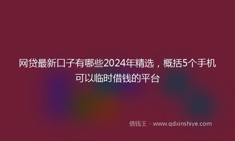 网贷最新口子有哪些2024年精选，概括5个手机可以临时借钱的平台