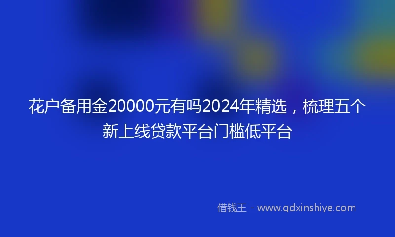 花户备用金20000元有吗2024年精选，梳理五个新上线贷款平台门槛低平台