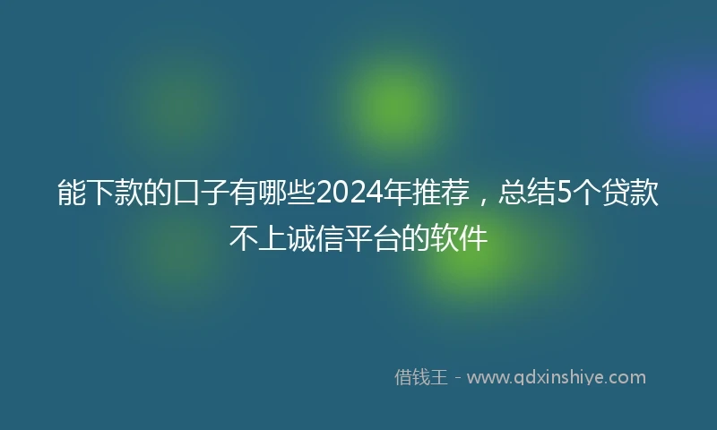 能下款的口子有哪些2024年推荐，总结5个贷款不上诚信平台的软件