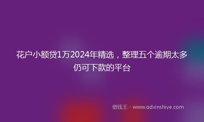 花户小额贷1万2024年精选，整理五个逾期太多仍可下款的平台