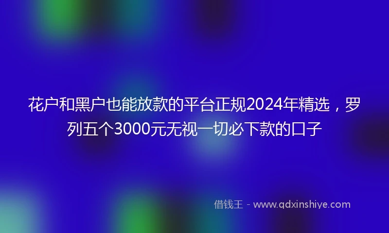 花户和黑户也能放款的平台正规2024年精选，罗列五个3000元无视一切必下款的口子