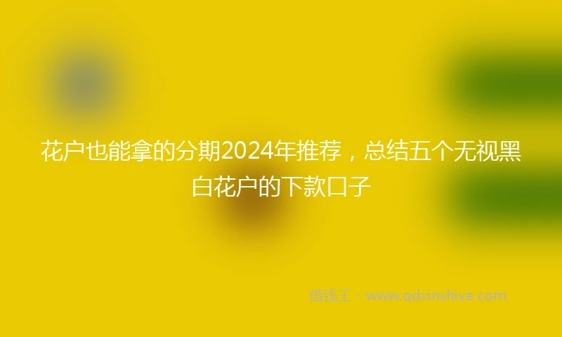 花户也能拿的分期2024年推荐，总结五个无视黑白花户的下款口子