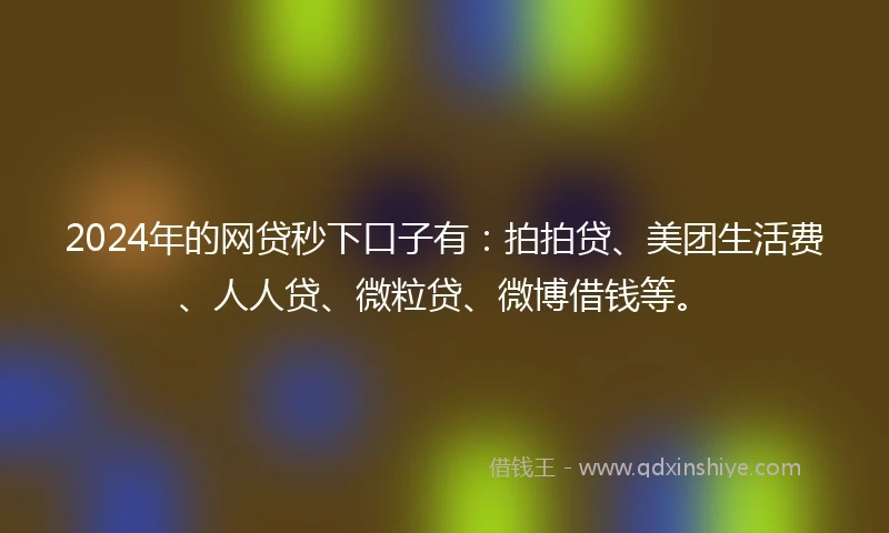 2024年的网贷秒下口子有：拍拍贷、美团生活费、人人贷、微粒贷、微博借钱等。