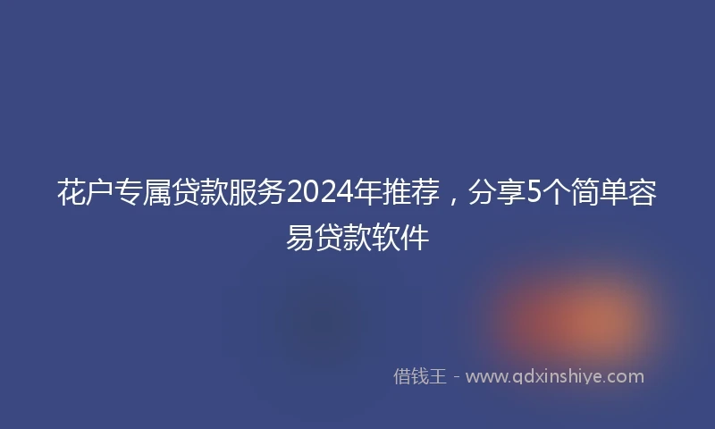 花户专属贷款服务2024年推荐，分享5个简单容易贷款软件