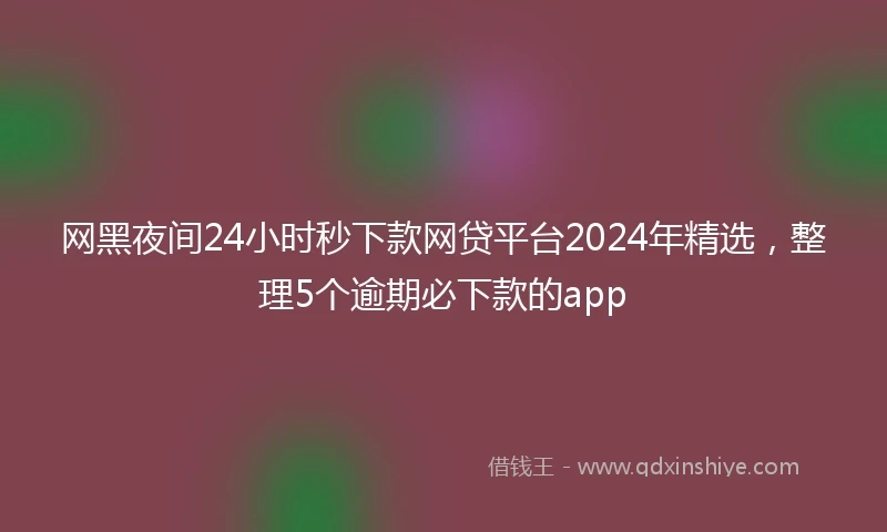 网黑夜间24小时秒下款网贷平台2024年精选，整理5个逾期必下款的app