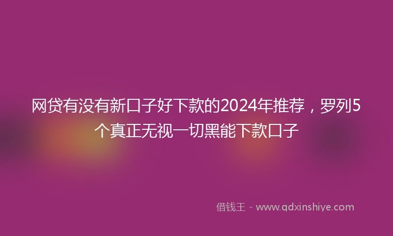 网贷有没有新口子好下款的2024年推荐，罗列5个真正无视一切黑能下款口子