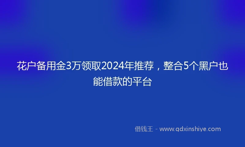 花户备用金3万领取2024年推荐，整合5个黑户也能借款的平台