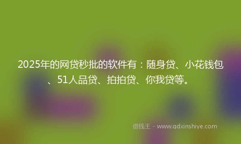 2025年的网贷秒批的软件有：随身贷、小花钱包、51人品贷、拍拍贷、你我贷等。