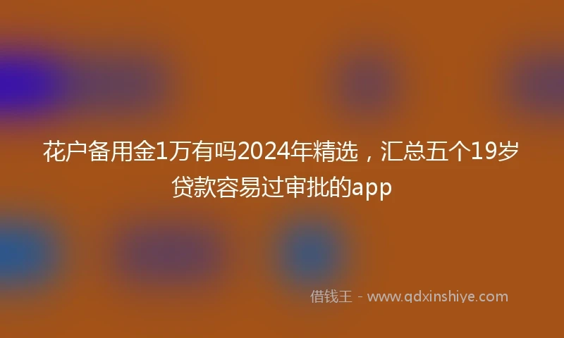 花户备用金1万有吗2024年精选，汇总五个19岁贷款容易过审批的app