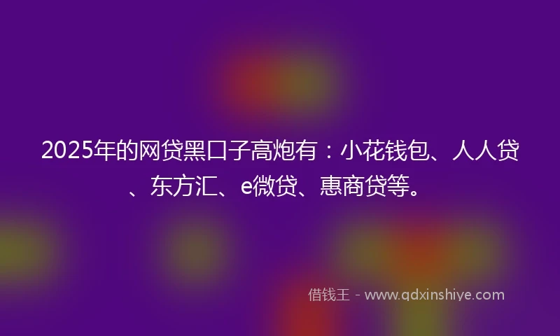 2025年的网贷黑口子高炮有：小花钱包、人人贷、东方汇、e微贷、惠商贷等。