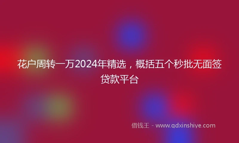 花户周转一万2024年精选，概括五个秒批无面签贷款平台