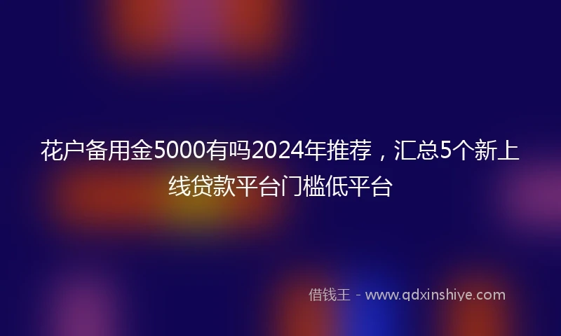 花户备用金5000有吗2024年推荐，汇总5个新上线贷款平台门槛低平台