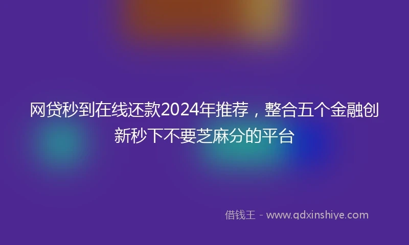 网贷秒到在线还款2024年推荐，整合五个金融创新秒下不要芝麻分的平台