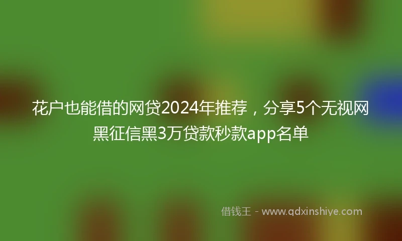 花户也能借的网贷2024年推荐，分享5个无视网黑征信黑3万贷款秒款app名单