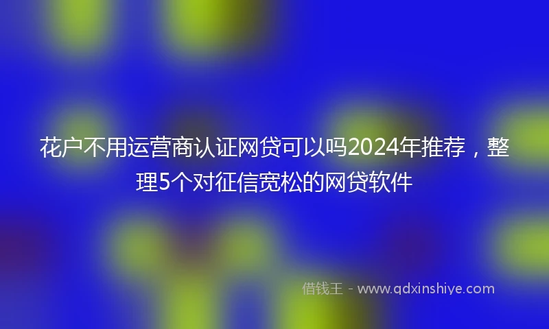 花户不用运营商认证网贷可以吗2024年推荐，整理5个对征信宽松的网贷软件