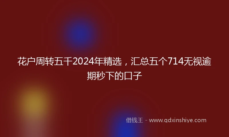 花户周转五千2024年精选，汇总五个714无视逾期秒下的口子