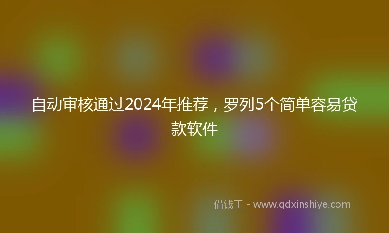 自动审核通过2024年推荐，罗列5个简单容易贷款软件