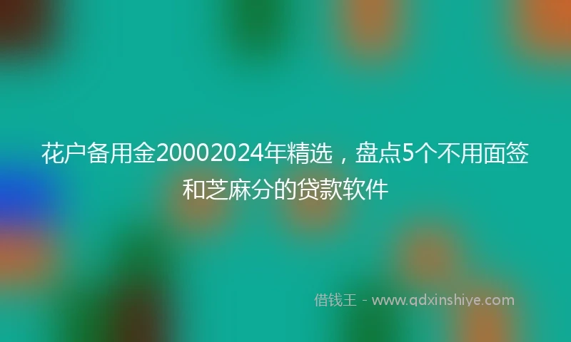 花户备用金20002024年精选，盘点5个不用面签和芝麻分的贷款软件
