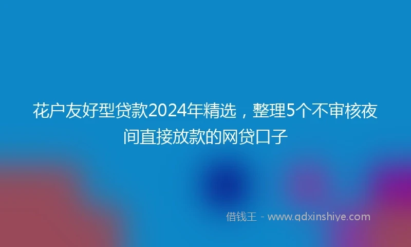 花户友好型贷款2024年精选，整理5个不审核夜间直接放款的网贷口子