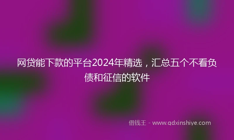 网贷能下款的平台2024年精选，汇总五个不看负债和征信的软件