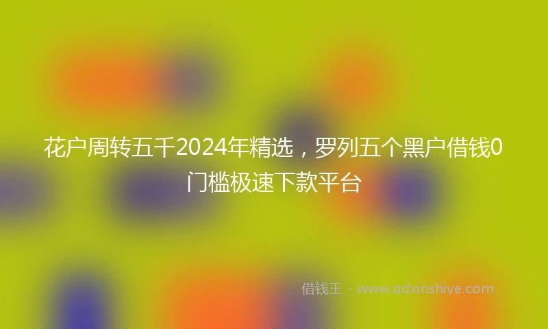 花户周转五千2024年精选，罗列五个黑户借钱0门槛极速下款平台