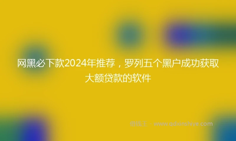 网黑必下款2024年推荐，罗列五个黑户成功获取大额贷款的软件