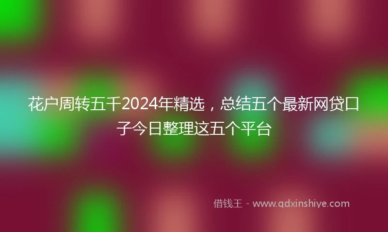 花户周转五千2024年精选，总结五个最新网贷口子今日整理这五个平台