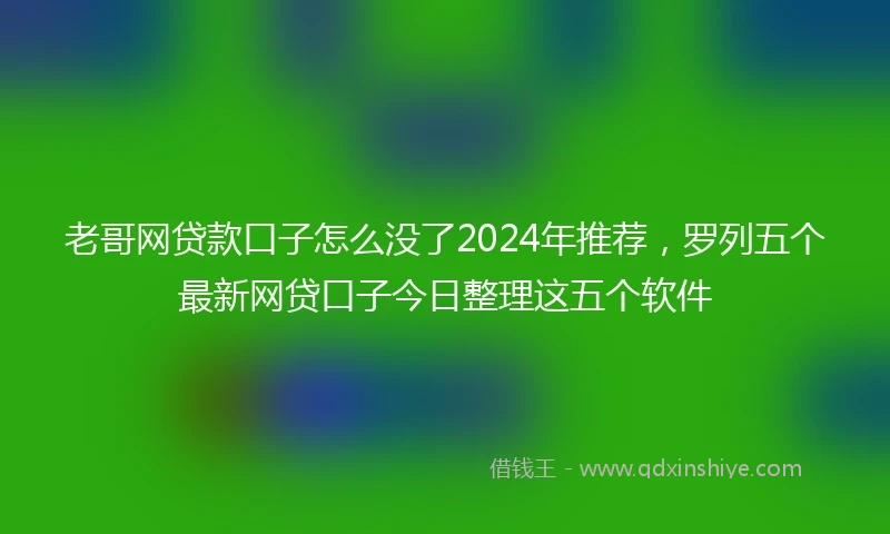 老哥网贷款口子怎么没了2024年推荐，罗列五个最新网贷口子今日整理这五个软件
